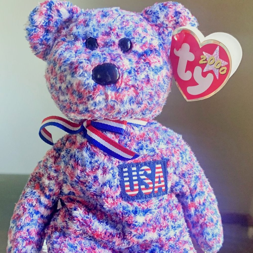 2000 4287 USA USA Exclusive Ty Beanie Baby Patriotic Plush Teddy Bear MWT
